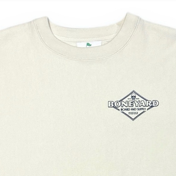 BONEYARD SURF CO. Cream Crewneck Sweatshirt Diamond Logo Sign - Picture 2 of 6